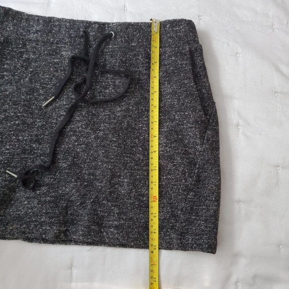 Wool Grey Double Lined Drawstring Grey Heathered Skirt - Picture 5 of 16